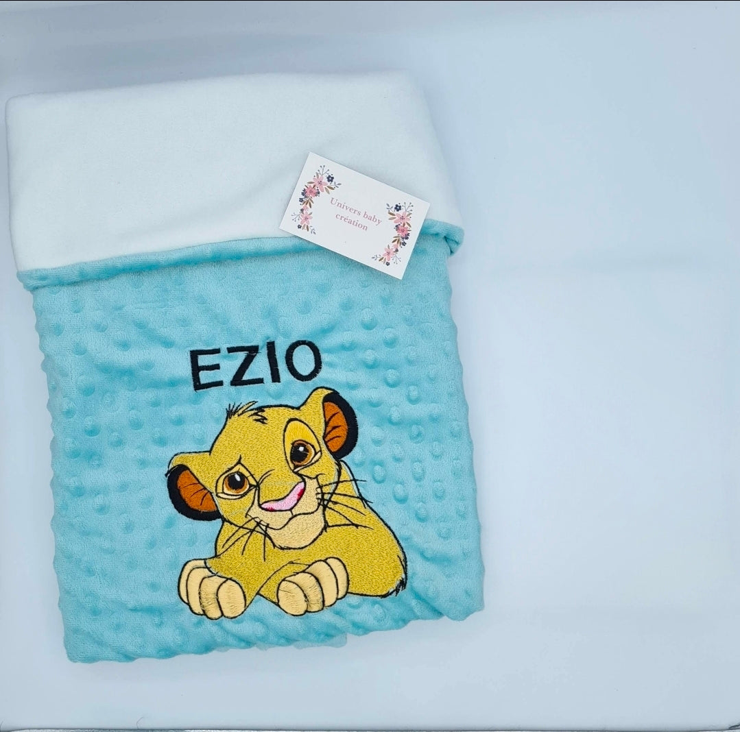 Plaid Simba Personnalisé – Broderie Prénom | Cadeau Naissance